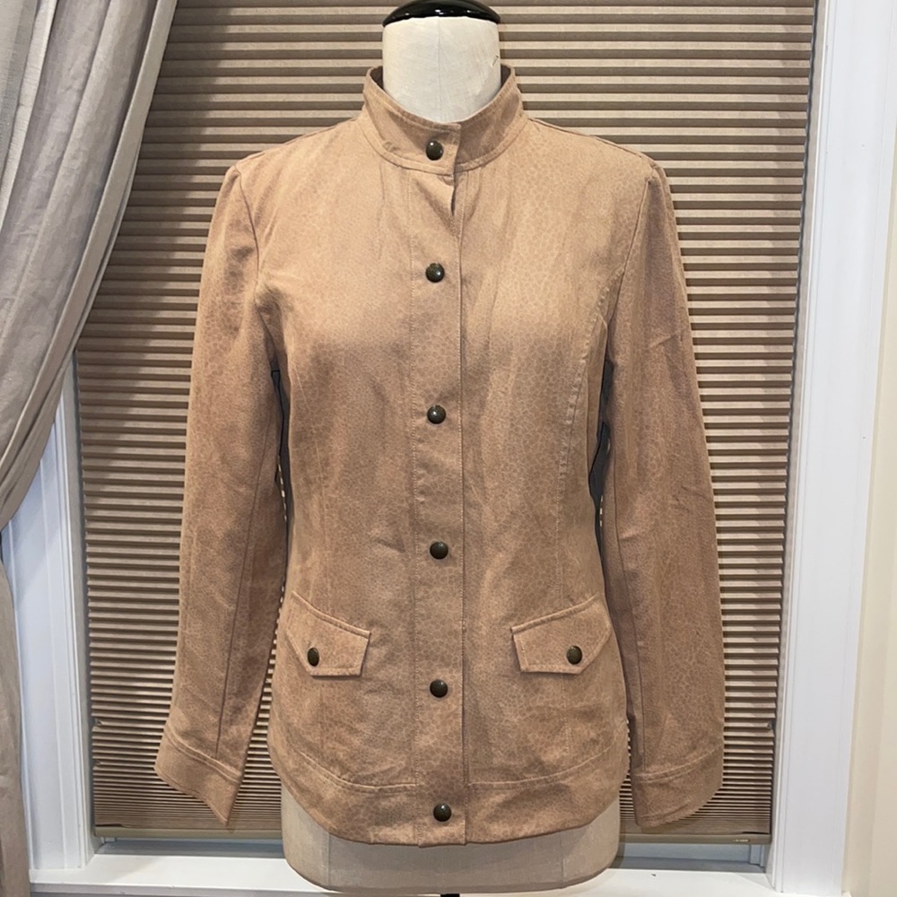 Additions By Chicos Animal Print Faux Suede Jacket